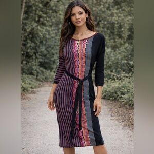 ✨ Trina Turk Asymmetrical Colorblock Knit Dress w/ Snap-In Slip ✨ Medium